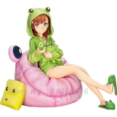 14cm Toaru Kagaku no Railgun T Mikoto Misaka Gekota Sitting PVC Movable Action Figure Model toys Anime Dolls Collectible Gifts