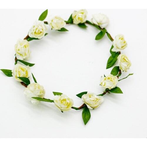 Exquisite Headdress Simulation Paper White Rose Wreath Bridal Headdress Seaside Photography Props