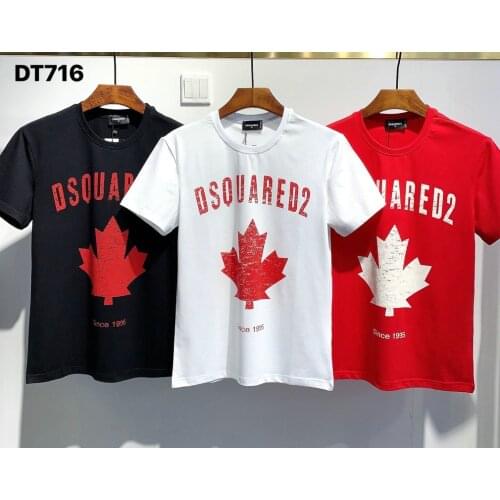Classic Dsquared2 Men/Women Street Hip-Hop Round Neck Short-Sleeved T-shirt Cotton Locomotive Letter Printing Casual Tee DT716