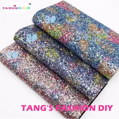 3pcs--20x22CM DIY Hair Bow Material Top-Level Mix Color Chunky Glitter PU Synthetic Faux Leathers