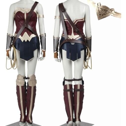 Halloween Party Bat VS Superhero Diana Prince Cosplay Costume Wonder Girl Battle Clothing Adult Women Outfit With Shoe Covers