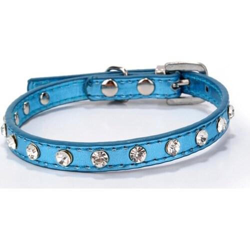 Leather Cat Collar Diamond Pet Cat PU Leather Leash for 1 Rows Rhinestone Necklace Kitten Collar Pet Accessories