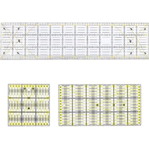 MIUSIE 3pcs High-grade Acrylic Multi-function Clothing Clear Ruler Sewing Patchwork Feet Tailor Yardstick Cloth Cutting Rulers