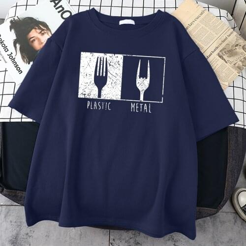 Everyday Objects Pattern Male T Shirts Metal Plastic Fork Casual Clothes Cartoon Retro Clothing Mens Hip Hop Tshirts For Mens