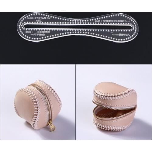 New Clear Acrylic Coin purse baseball bag Pattern Stencil Template Set Leather Craft DIY