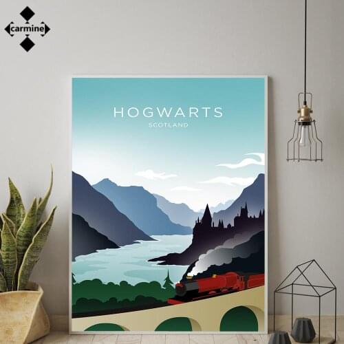 Hogwarts Scotland Wall Art Painting Vintage Style Posters and Prints Retro Wall Art Classical Movie Print Picture for Home Decor