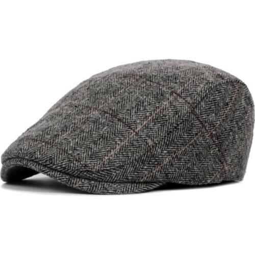 2017 New Thicken warm Men Women Berets Casual British wool Plaid female Beret all matched bonias cap for men Winter Autumn