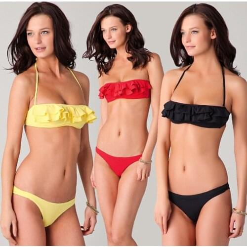 New Original Fashion Sexy Bikini Nylon Flounce Swimsuit Beach Hot Springs Wading Swimsuit Set Woman
