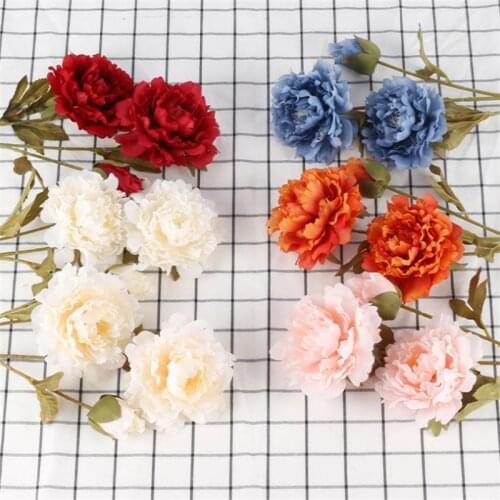 6Pcs Long Stem Autumn Peony (3 Heads/Piece) 27.56" Length Simulation Paeonia Suffruticosa for Wedding Centerpiece