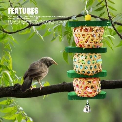 Bird Toys Parrot Toy For Parrots Budgie Pets Perch Wooden Bite Skewers Cockatiel Cage Decoration Rattan Paper Thread Parrot Toy