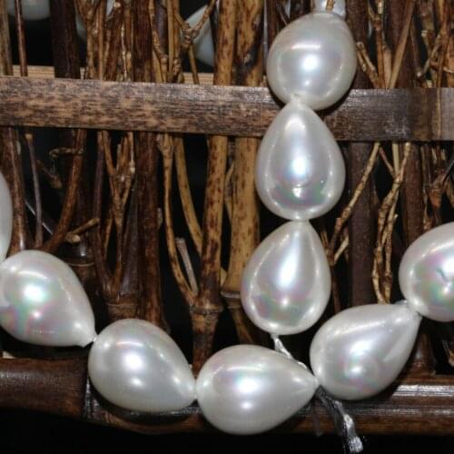 Factory outlet fashion natural white shell pearl teardrop 14*18mm waterdrop fit diy necklace women jewelry beads 15inch B2265