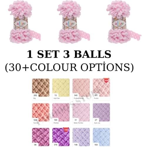 Yarn 1 Set (3 Balls) Alize Puffy Knitting Yarn (1 Ball: 100 Grams / 9 Meters) Crochet Tool Kit Hobby Fantasy
