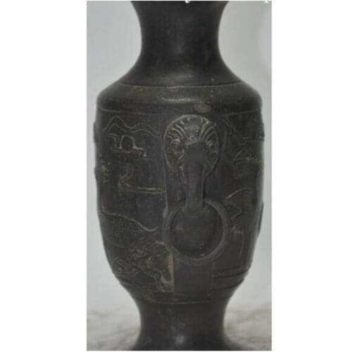 S4984 6"chinese palace bronze elephant deer Crane bird statue Zun Bottle Pot Vase Jar