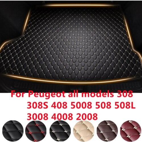 SJ Car Trunk Mat Tail Boot Tray Auto Floor Liner Cargo Carpet Luggage Mud Pad Cover Accessories For Peugeot 2008 Year 2014-2020