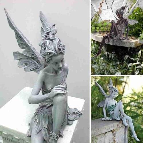 Tudor Sitting Fairy Statue Garden Ornament Resin Craft Landscaping Yard Decoration Garden Sculpture Sitting Fairy Tale Statues