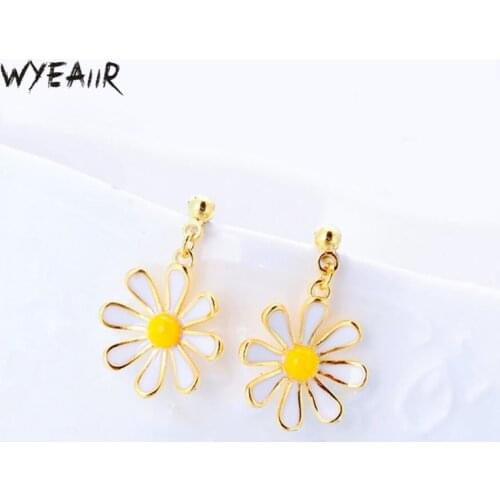 WYEAIIR Summer Cool Sweet Cute Sun Flower Literature 925 Sterling Silver Female Earrings