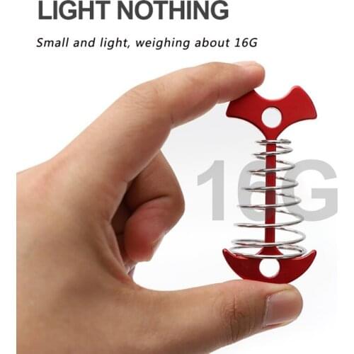 10PCS Outdoor Deck Gap With Spring Fixed Fish Bone Nail Wood Plank Tent Fixed Nail Anchor Windproof Drawn Rope Nail Red