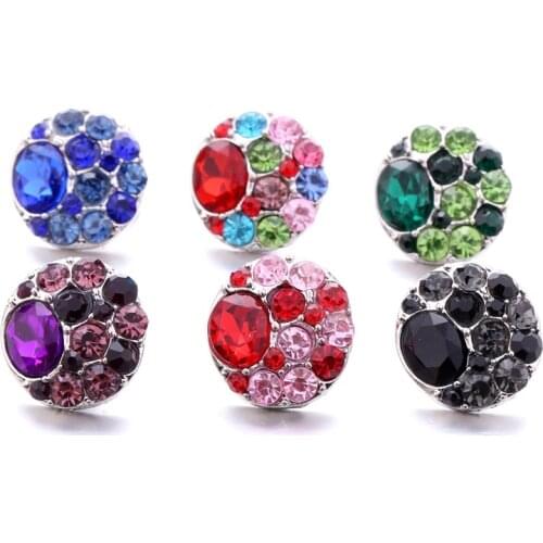 18mm Snap Buttons Jewelry Assorted Rhinestone Mixed Metal Colorful Snap Button Bracelet Necklace Ginger Charms Jewelry