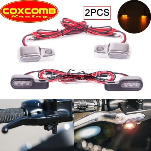 2pcs Mini Motorbike LED Turn Signal Blinker Flasher Light Mirror Handlebar Light for Harley Cruiser Chopper Bobber Cafe Racer