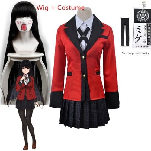 7PCS Full Set JP Anime Kakegurui Cosplay Costume Halloween Jabami Yumeko Cosplay Costume Igarashi Sayaka COSPLAY School Uniform