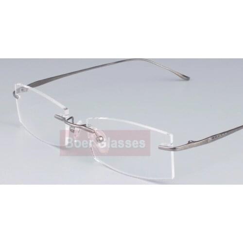 Brand Pure Titanium Eyeglasses Rimless Optical Frame Prescription Men Spectacle Reading Myopia Eye Glasses #9069(52-17-137)