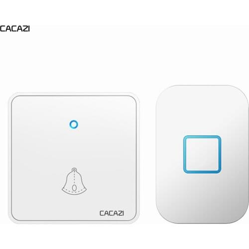 CACAZI Wireless Doorbell CR2032 Battery Button Waterproof 300M Remote US EU UK Plug Receiver Smart Home Ring Bell 60 Chimes