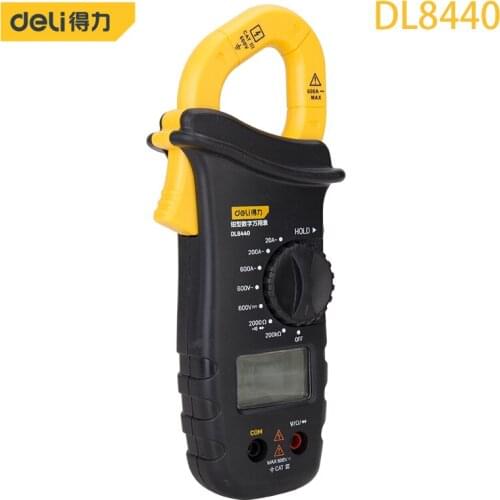 Deli 3-1/2 DL8440 Digit Clamp Type Digital Multimeter Maximum Voltage: 600V Overload Protection Pliers Shape Electrician Tools