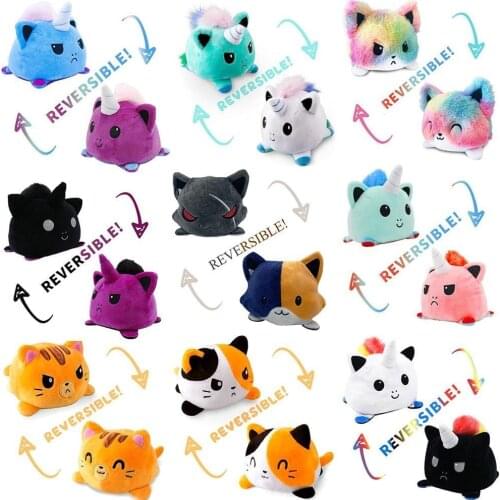 Reversible Cat Different Moods Different Sides Soft Toy Reversible Plush Toy Stuffed animal For Child Birthday Gift