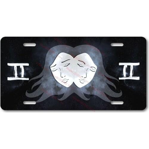 Gemini Zodiac Astrology License Plate Car Truck Metal Posters Retro Tin Signs for Home Bar Pub Club Man Cave Wall Decor