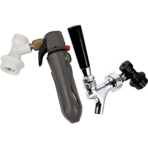 Homebrew Polished Chrome Draft Beer Tap Faucet with Co2 Keg Charger Quick Disconnect Assembly For Cornelius Beer Keg