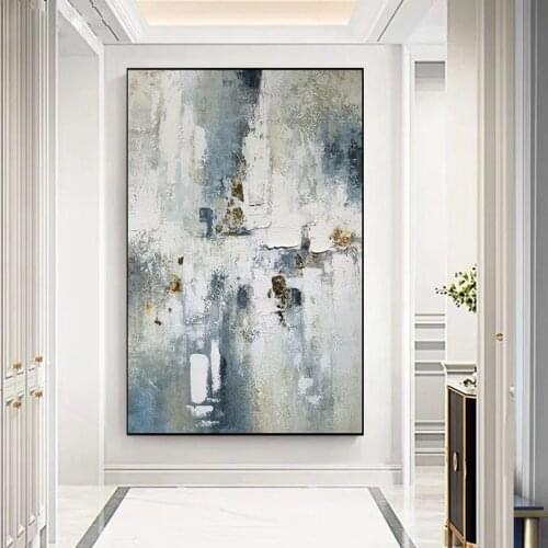 Artist Hand Painted High Quality Abstract Grey Oil Painting On Canvas Beautiful White and Grey Colors Oil Painting for Wall Art