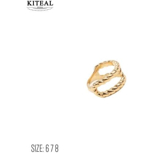 KITEAL New Arrival!! 18KGP Gold Filled size 6 7 8 female mens ring Twine double layer opal Women jewelry