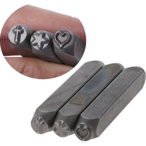 3Pcs Star Moon Cross Metal Punch Stamping Tool Hard Carbon Steel Tools to Stamp Jewelry Leather Wood Jewelry Making Tool