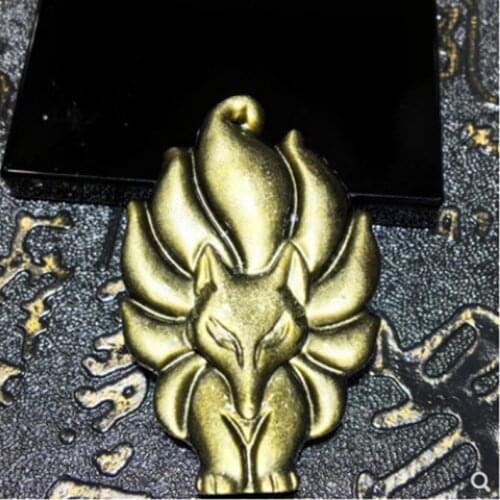 Beautiful Cute Natural Stone Gold Obsidian Handmade Carved Fox Lucky Amulet Animal Pendant Powerful Fashion Jewelry Gift