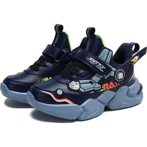 Fall Winter Kids Shoes Boys Fashion Mech Cartoons Sneakers Girls Lightweight Children Leather Waterproof Casual Walking Shoes