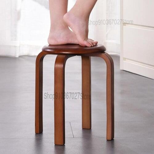 Solid Wood Round Stool Household Wooden Stool Fashion Creative Small Stool Modern Dining Table Living Room Dining Stool