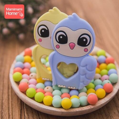 5pc Silicone Owl Teether Baby Teething Pendants Tiny Rod Food Grade Silicone DIY Accessories Rodent Baby Product Nurse Gift Toys