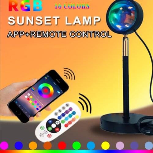 Sunset Lamp RGB 16 Colors App Remote Control Popular Rainbow Sunset Light Projector For Living Room Led Night Light Gift All Age