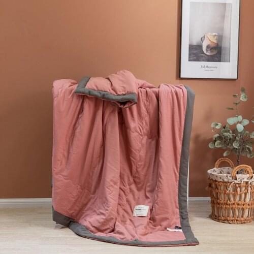 21New Pure Color 100% Cotton Summer Air-Conditioning Quilt Adult And Children Dormitory Office Sofa Blanket Travel Driver Quilt