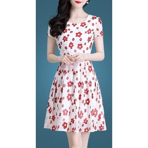Summer Dress Women Floral Zipper Elegant Floral Retro Chiffon Vintage Vestidos Valentines Day Party Dress Plus Size S~4XL 4730