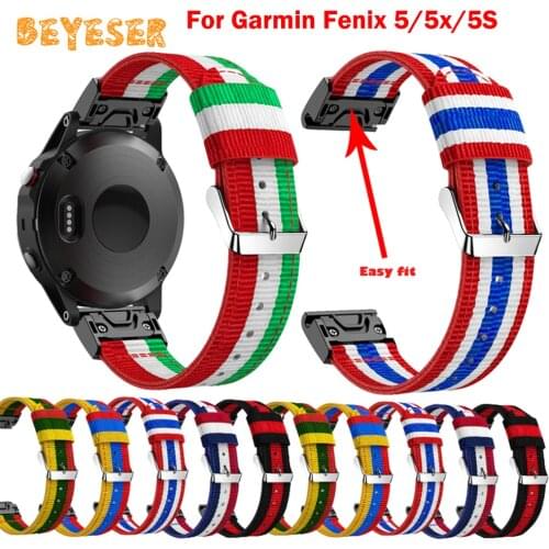 Fashion Soft Nylon Watchband For Garmin Fenix 5/5x/5S Smart Watch Replacement Colorful Wristband Adjustable Bracelet Accessories