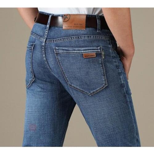 Fashion Jeans Spring and Autumn Mens Jeans Man Denim Bottoms Men Clothing Straight Long Trousers Size 30-44