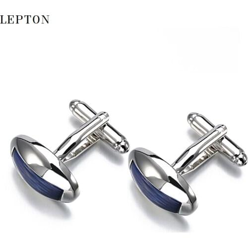 Fashion Arc Cats Eye Stone Cufflinks High Quality Man Shirt Cuffs Cuff links Low-key Luxury Dark blue Opal Cufflinks for Mens
