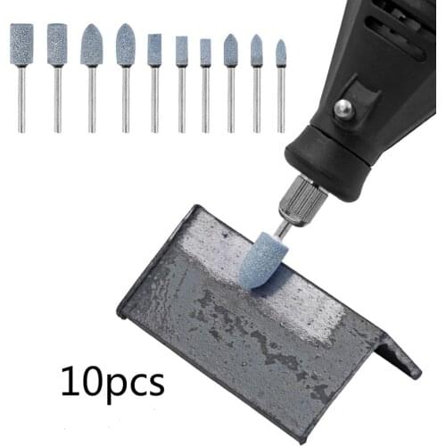 10pcs Blue Abrasive Mounted Stone Rotary Tool Set Grinding Burr Wheel 1/8 Inch Shank for Dremel Power Tools