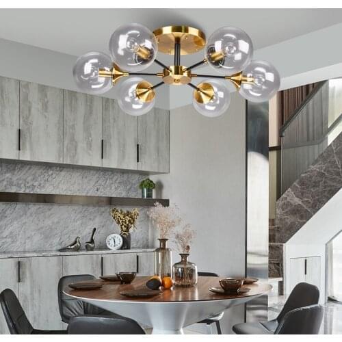 Nordic Modern E27 Glass Ball Chandelier Plafond Home Kitchen Living Room Dining Room Bedroom Hall Decoration Lights Lighting