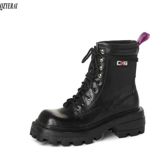 New winter Martin boots Genuine leather women boots Lace-up fashion boots Cow leather boots Womens shoes Size 34-40