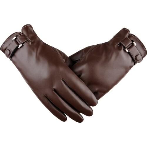 2018 Spring/Winter PU Leather Short Thin/Thick Black/Brown Touched Screen Glove Man Gym Car Driving Mittens