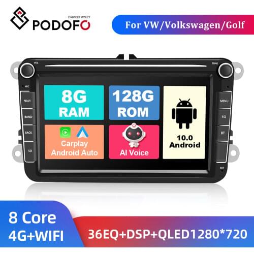 Podofo Car Multimedia player Android 8.1 GPS 2 Din Car Autoradio Radio For VW/Volkswagen/Golf/Polo/Passat/b7/b6/SEAT/leon/Skoda