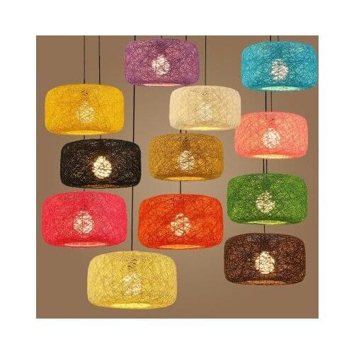 Sitting room the bedroom lamp restaurant study personality hemp ball nest woven cany art art pendant lamps and lanterns