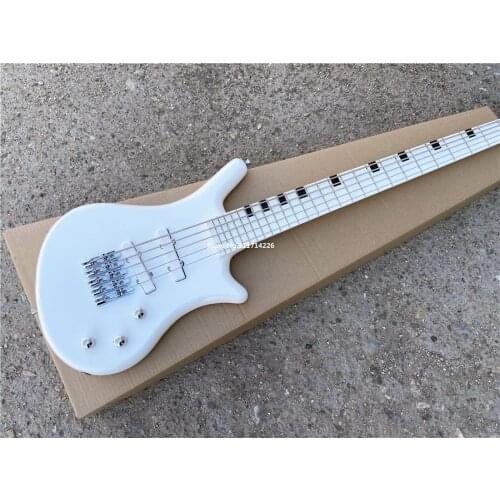 Custom version white 5 string electric bass black and white lattice can be customized free shipping